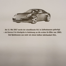 Porsche 911 jubileumposter - miljoenste 911 op 11 mei 2017
