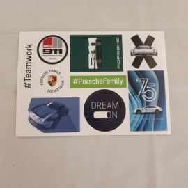 Porsche 75 jaar stickervellen en ansichtkaarten