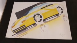 Porsche 911 996 studienskizze - 42 x 29,5 cm