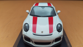 Porsche 911 (991.2) R 2016 white red stripes Minichamps