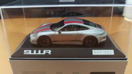 Porsche 911 (991,2) R 2016 rayures rouges argentées Minichamps