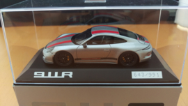 Porsche 911 (991.2) R 2016 silver red stripes Minichamps