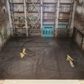 Diorama Porsche RWB Parking d'usine 1/64 Moxtoys