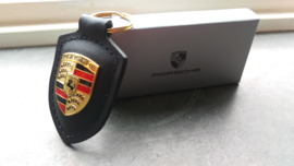 Porsche keychain with Porsche emblem - black