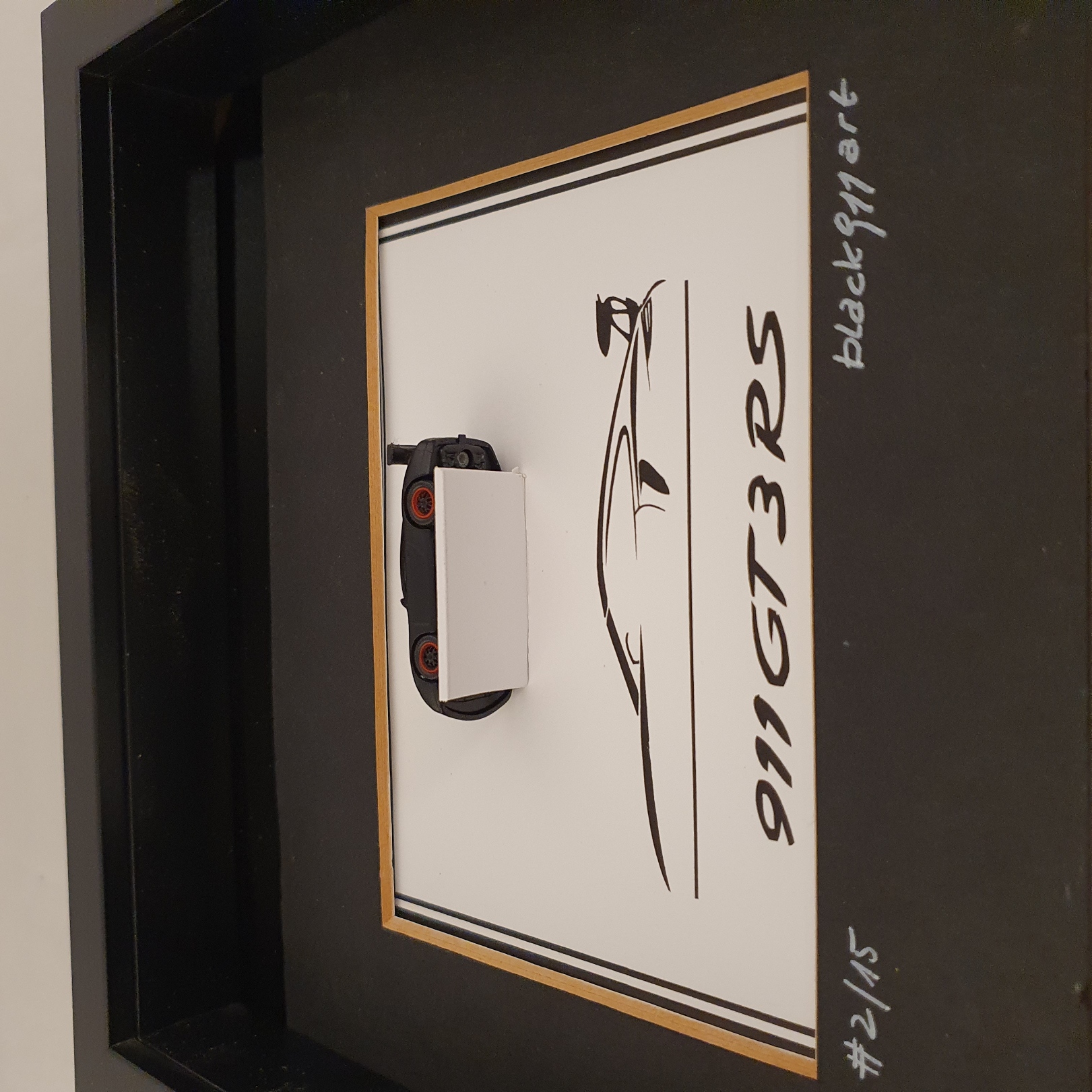 Porsche 911 991 GT3RS zwart in kaderbox - schaal 1:87