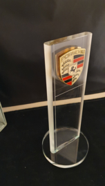 Porsche desktop cut glass pylon with logo - Porsche dealer edition