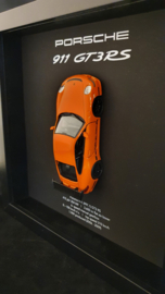 Porsche 911 997 GT3 RS Orange 3D Framed in shadow box - scale 1:37