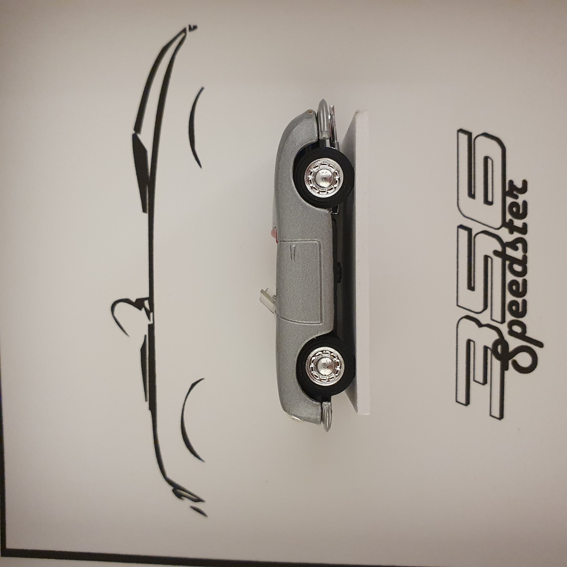 Porsche 356 Speedster grijs in kaderbox - schaal 1:87