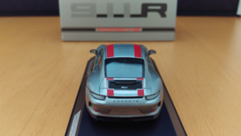 Porsche 911 (991.2) R 2016 silver red stripes Minichamps