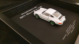 Porsche 911 Carrera 2.7 RS White 3D Framed in shadow box - scale 1:37