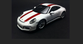 Porsche 911 (991.2) R blanche avec bandes rouges