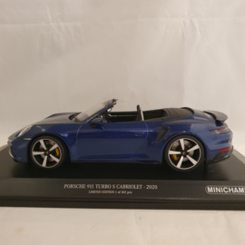Porsche 911 992 Turbo S Cabriolet Gentian blue 2020 1/18 Minichamps 155069081