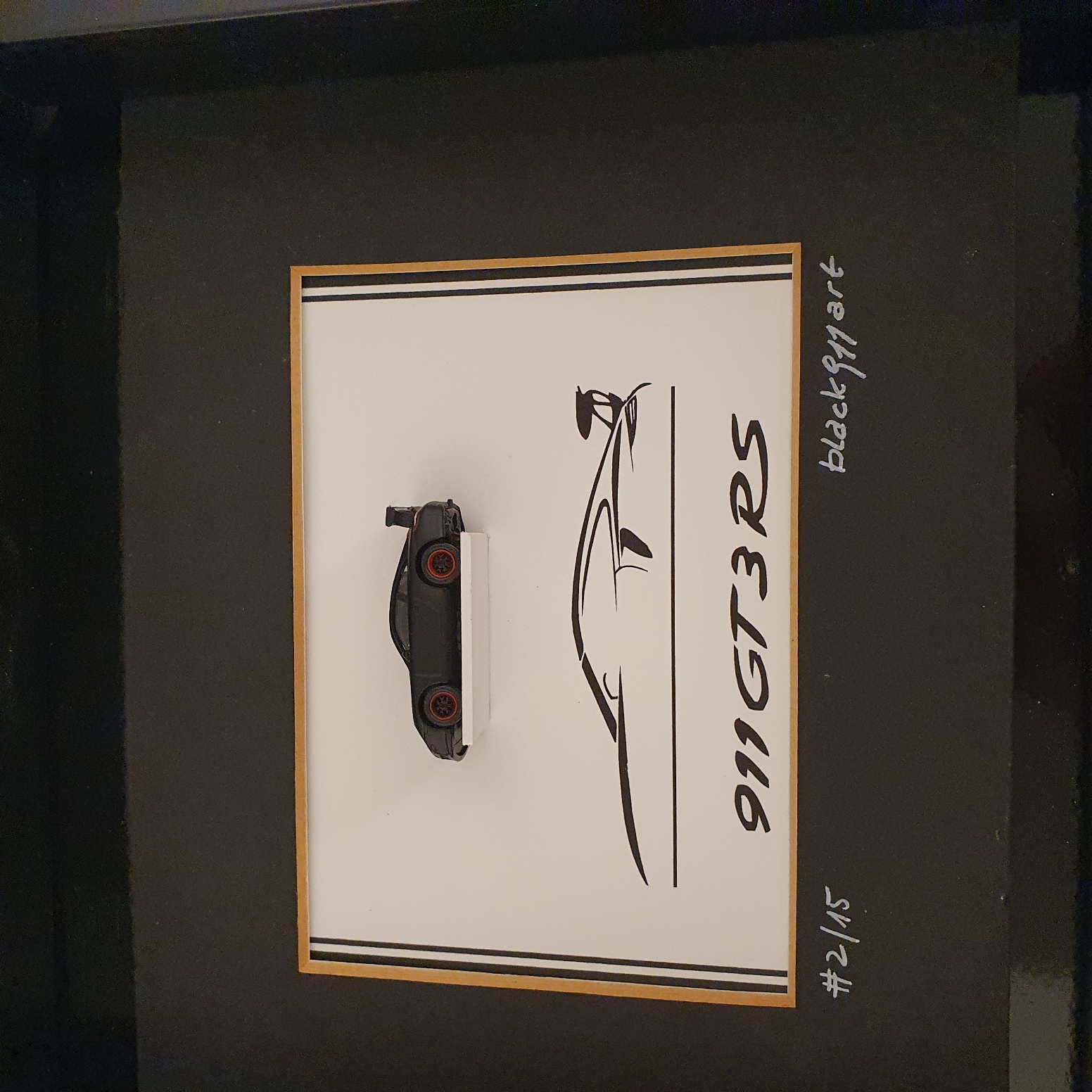 Porsche 911 991 GT3RS zwart in kaderbox - schaal 1:87
