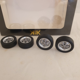 Set of 4 wheels with Fuchs rims for Porsche 911 from 1968 to 1988 Grey Metallic 1/18 KK-Scale KKDCACC014