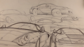 Porsche 911 996 Turbo croquis de conception - 60 x 43,50 cm - Harm Lagaay