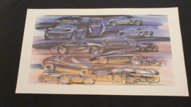 Porsche 986 Boxster Designstudie Collage - 59 x 33 cm - Grant Larson