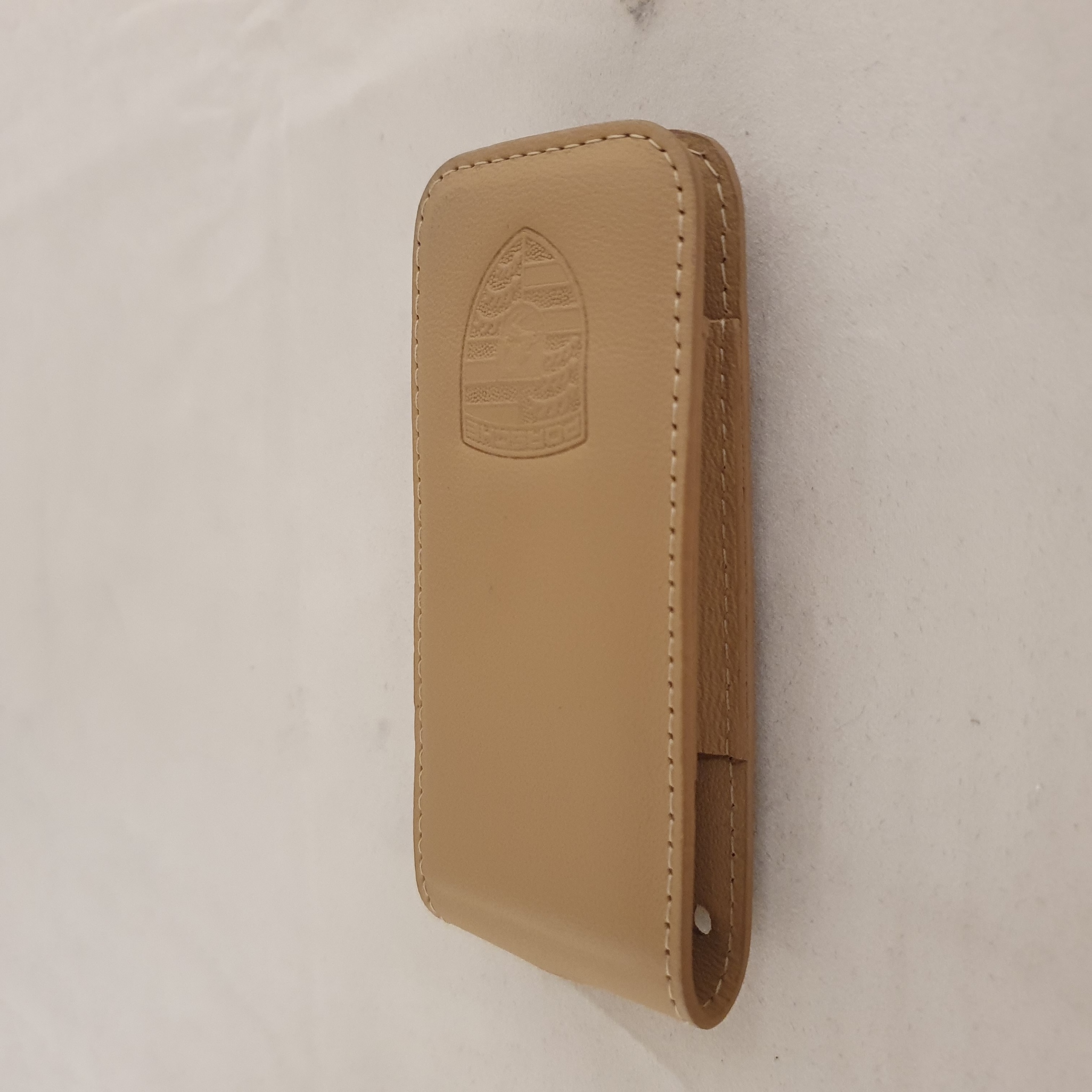 Porsche sleutelhoes van glad leer - Cashmere Beige