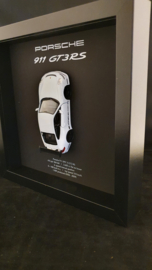 Porsche 911 997 GT3 RS White 3D Framed in shadow box - scale 1:37