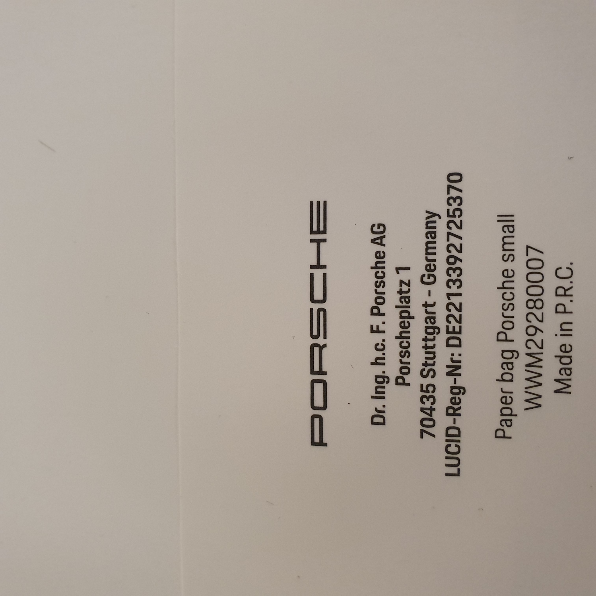 Porsche Papiergeschenktüte klein - WWM2928007
