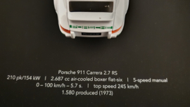 Porsche 911 Carrera 2.7 RS White 3D Framed in shadow box - scale 1:37
