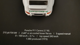 Porsche 911 Carrera 2.7 RS Weiß 3D Eingerahmt in Schattenbox - Maßstab 1:37