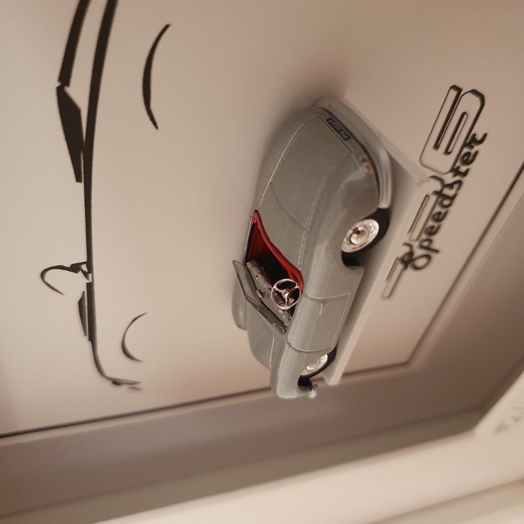 Porsche 356 Speedster grijs in kaderbox - schaal 1:87