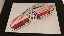 Porsche 911 996 studie schets - 42 x 29,5 cm