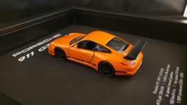 Porsche 911 997 GT3 RS Orange 3D Framed in shadow box - scale 1:37