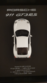 Porsche 911 997 GT3 RS Wit 3D Framed in schaduwbox - schaal 1:37