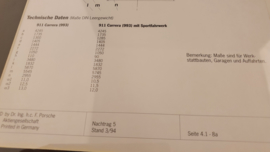 Porsche 911 993 Carrera - original scale drawing and vehicle sizes