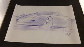 Porsche 986 Boxster studie schets - 45,6 x 30,4 cm