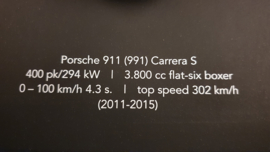 Porsche 911 991 Carrera S Gelb 3D Eingerahmt in Schattenbox - Maßstab 1:37