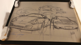 Porsche 911 996 Turbo croquis de conception - 60 x 43,50 cm - Harm Lagaay