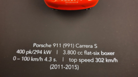 Porsche 911 991 Carrera S Rood 3D Framed in schaduwbox - schaal 1:37