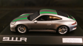 Porsche 911 (991 II) R zilver met groene striping - WAP0201460G