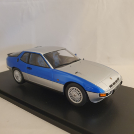 Porsche 924 Turbo Coupe 1986 Zilver / Blauw 1/18 KK-Scale KKDC180903