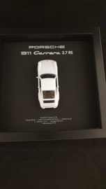 Porsche 911 Carrera 2.7 RS Weiß 3D Eingerahmt in Schattenbox - Maßstab 1:37