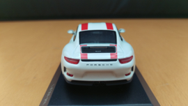Porsche 911 (991.2) R 2016 white red stripes Minichamps