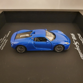 Porsche 918 Spyder Blue 3D Framed in shadow box - scale 1:37