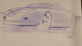 Porsche 986 Boxster studienskizze - 45,6 x 30,4 cm