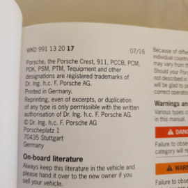 Porsche 911 991 handleiding 2017 - EN WKD 991 13 20 17