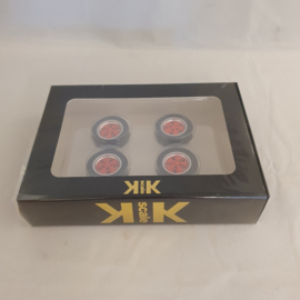 Set van 4 wielen met Fuchs-velgen voor Porsche 911 van 1968 tot 1988 Rood 1/18 KK-Scale KKDCACC023