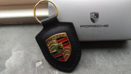 Porsche keychain with Porsche emblem - black