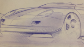 Porsche 986 Boxster study sketch - 45,6 x 30,4 cm