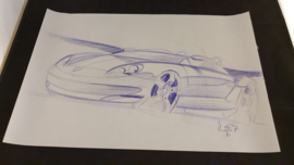 Porsche 986 Boxster studie schets - 45,6 x 30,4 cm