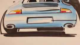 Porsche 911 996 skizze - 42 x 29,5 cm