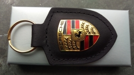 Porsche keychain with Porsche emblem - black