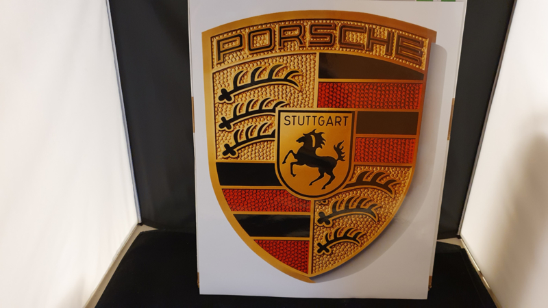 Porsche Logo Mega Aufkleber 3-D 38 x 30cm, Porsche Kalender und Schilder