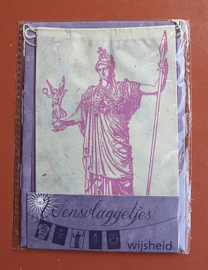 Wensvlaggetje 'Wijsheid', handgeschept papier, paars