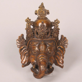 Ganesha hoofd met kroon, koper